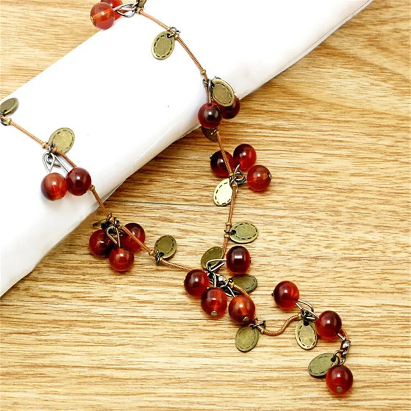 TenJshunzhu модное женское ожерелье красивая красная вишня ожерелье кулон ювелирные изделия для женщин многослойное ожерелье подарок dz123