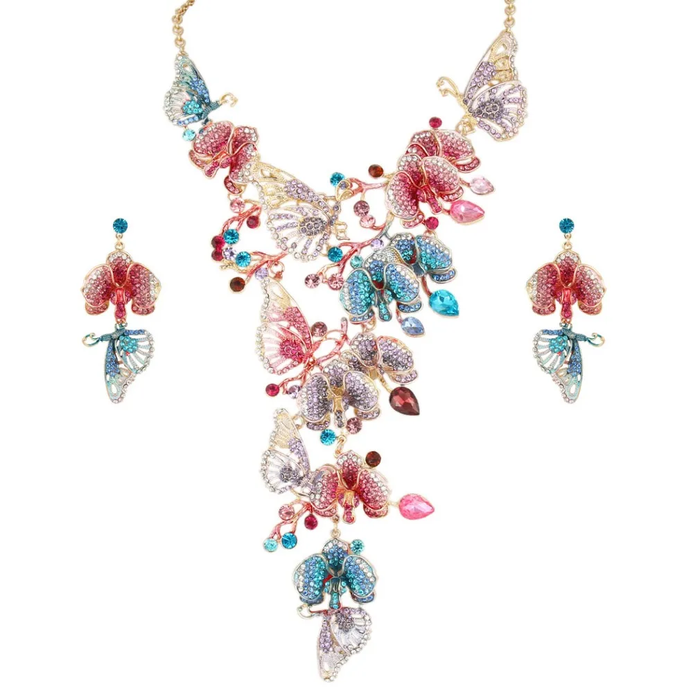 Женские серьги подвески в виде бабочек вечерние с кристаллами|jewelry findings|necklace