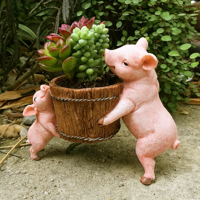 Resin craftwork pigs miniatures Simulation animal fairy garden