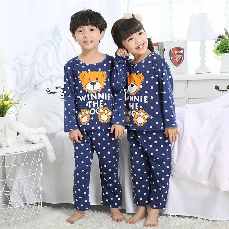 2019 Spring Children Pajamas Suit Long Sleeve Autum Kids Sleepwear Boys ...