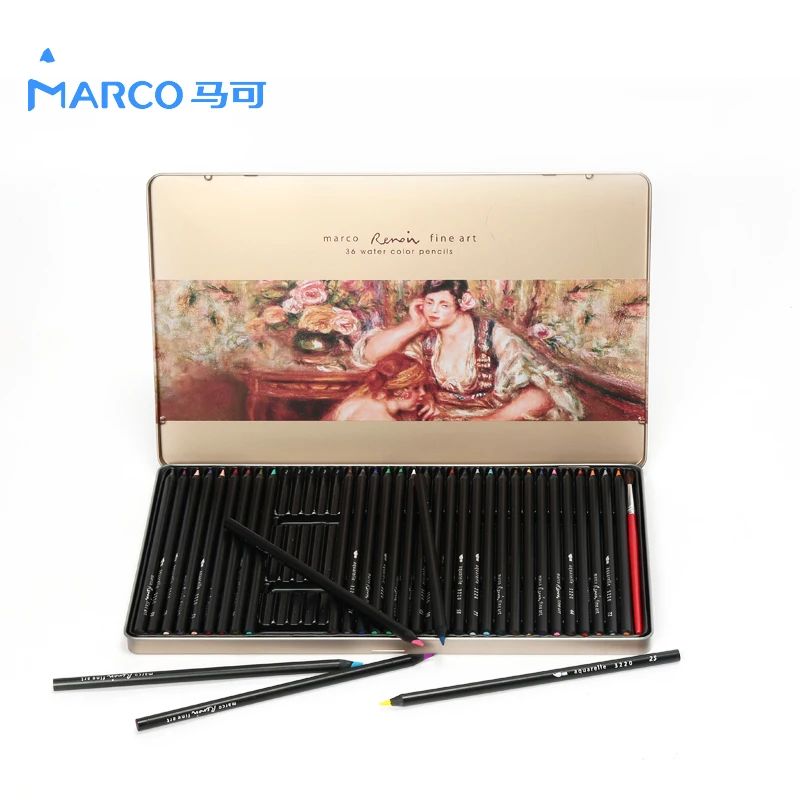 

Marco Renoir 3220 Colored Pencils, "Concert", 24/36/48 Water Based Color Aquarelle Colored Pencil Wood Drawing Oriental Painting