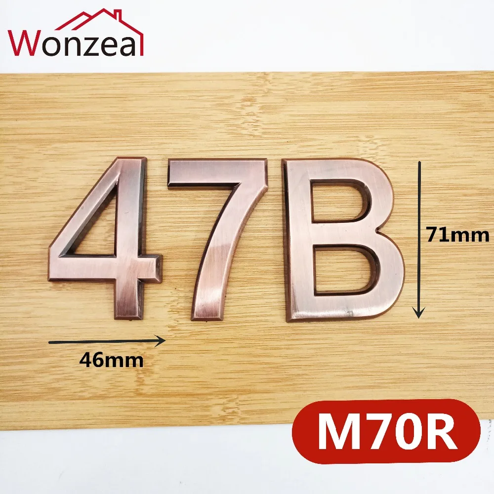 Wonzeal 70 мм 0123456789A Z ABS пластик красная медь современный адрес двери табличка номер