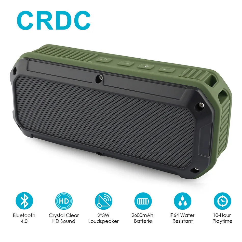 CRDC Bluetooth speaker 4.0 Portable Wireless Mini Sound Box Column Three Proofing Outdoor Design