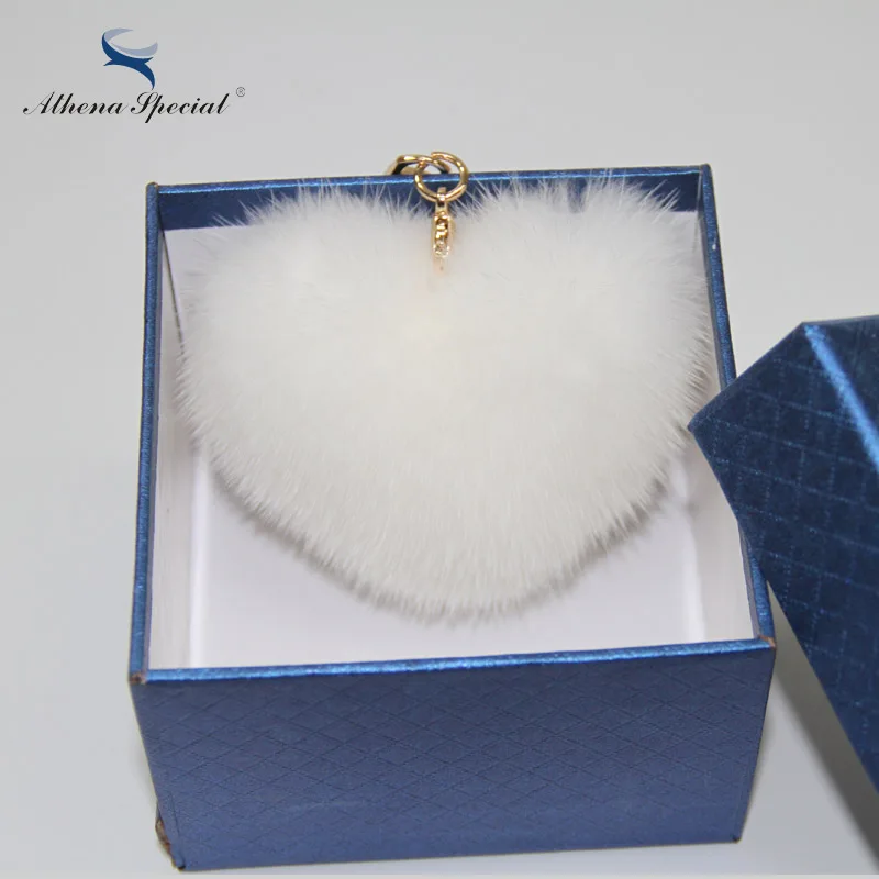 

9 Colors 2016 Birthday Gifts Genuine Mink Fur Heart Style Car Keychain Mink Fur Bag Charm Fur Accessories Keyring