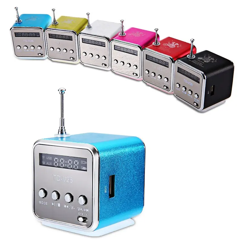 

TD-V26 Mini Speaker Portable MP3 Music Player w/ LCD Support FM Radio Micro TF SD Stereo Loudspeaker for PC Laptop Phone