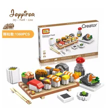 Joyyifor Hamburger Coke Mini House Sushi Set Delicious Food Assembly DIY Mini Building Block Educational Toys for Children Gifts