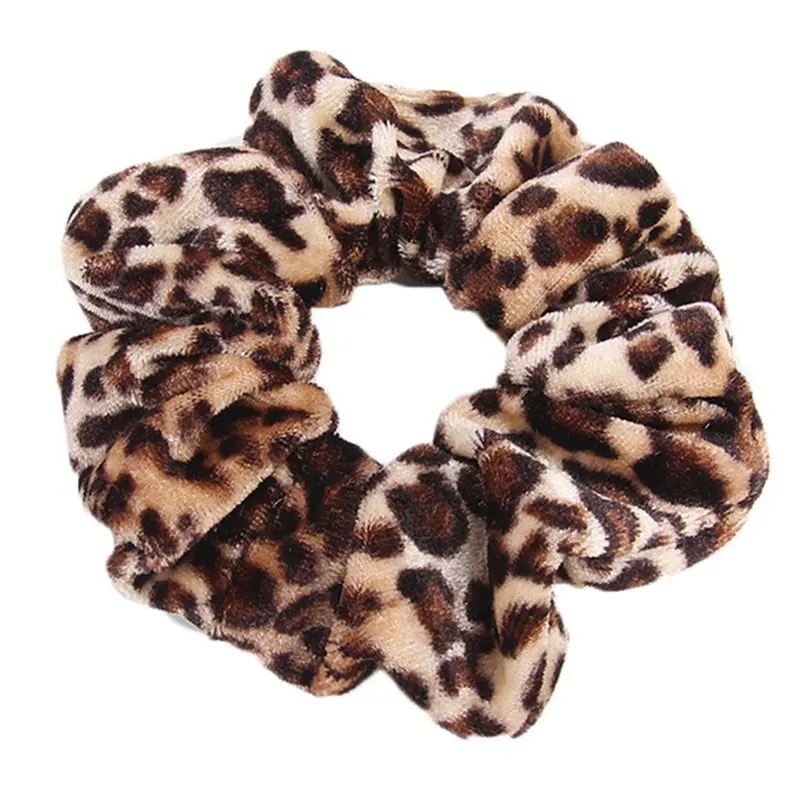 1pc Women Leopard Corduroy Scrunchies Ladies Zebra Striped Hair Tie Holder Rope 