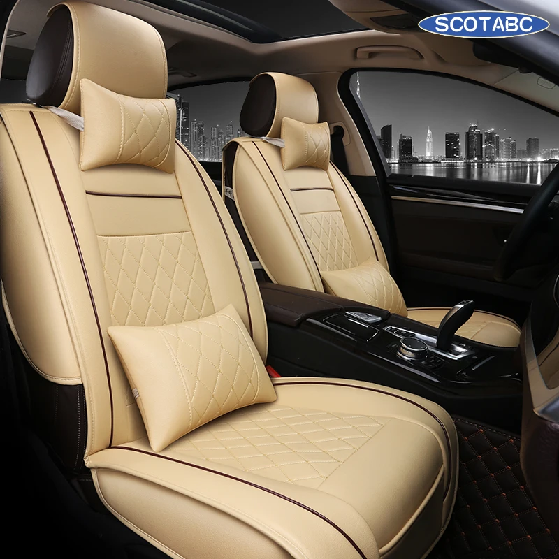 

SCOTABC Blue Car Seat Covers for Leather Seat Cover Peugeot 307 Storage Tidying Protector Asiento Auto Cubre Asientos Auto
