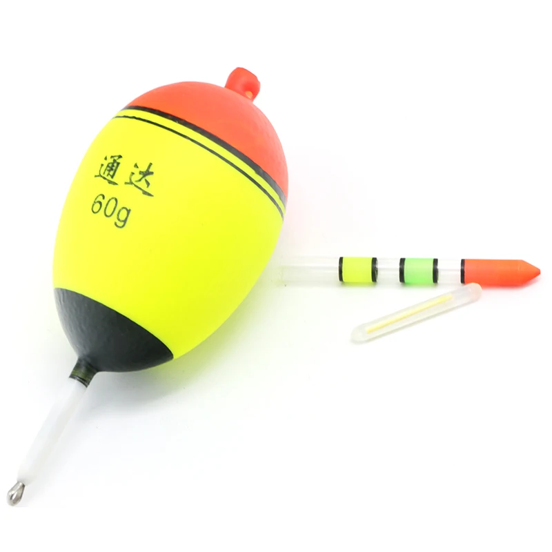 5Pcs Night Glowing 6g-80g EVA Sea Fishing Float Bobbers Set +10Pc Glow  Stick Night Luminous Sticks Belly Foam Floats Accessories