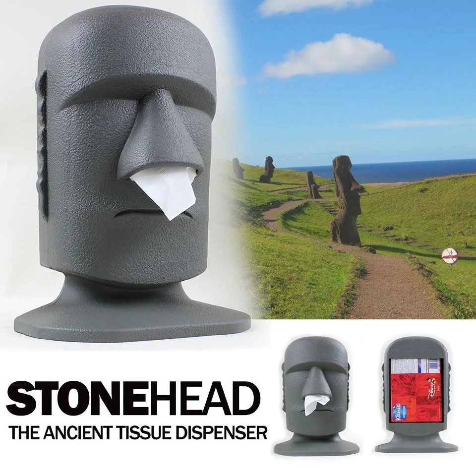 Easter Island Big Moai Tissue Dispenser / Stone Head Facial Tissue