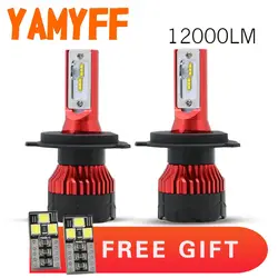 YAMYFF 2 шт. фар автомобиля H7 светодиодный H4 светодиодный лампы H1 H11 H3 HB3 9005 9006 H27 880 12000LM 6500 к противотуманная фара 12 В зэс авто фары лампы