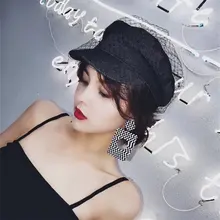 Новые Элегантные военные кепки модные шляпы для женщин плоский Топ Женская дорожная Кепка-кадетка Кепка Капитана модный сетчатый джинсовый берет