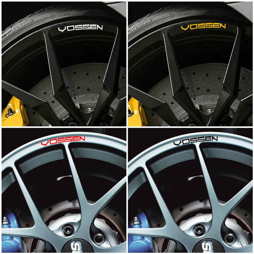 

4pcs For VOSSEN Rims Alloy Wheels Curved Decals Stickers for abarth Seat Peugeot alfa romeo T-585