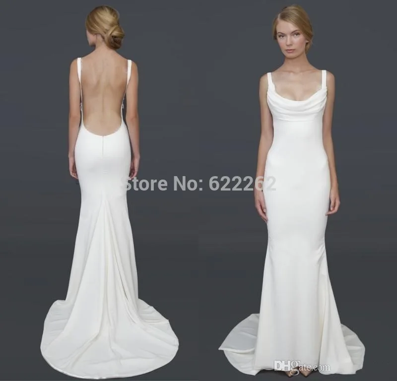 Big Discount Mermaid Spaghetti Straps Backless Wedding Dress Court