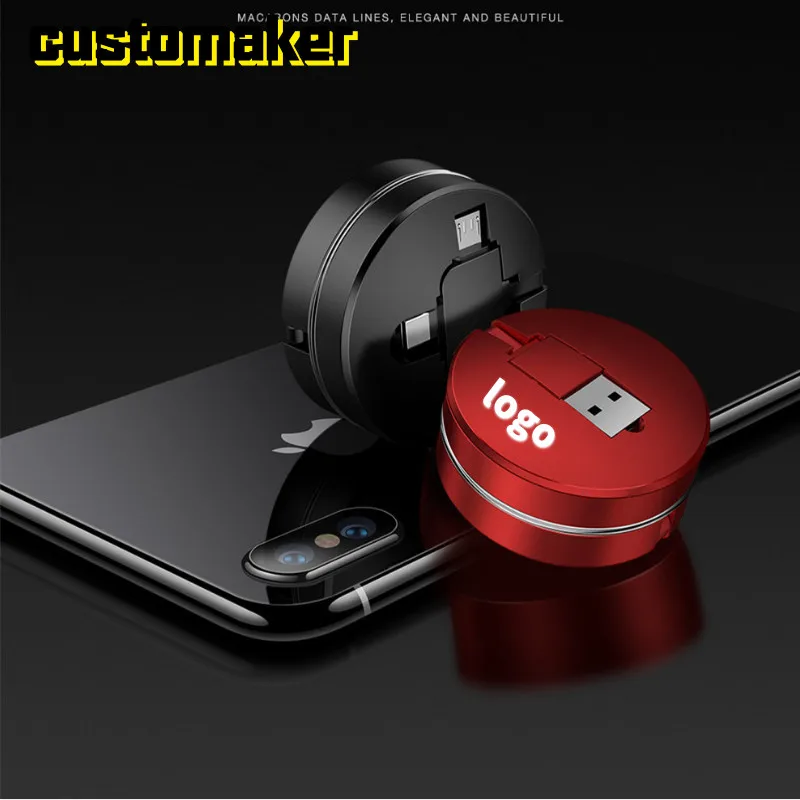 

1pcs organizer customized logo flex 3-in-1 fast charging data line apple android type-c company activity gifts holiday precents
