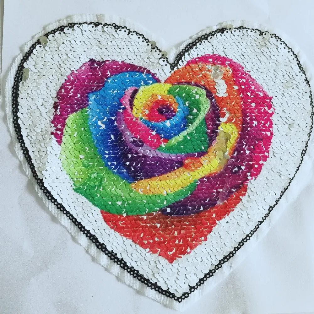 

1Pcs New Rose Reversible Change color Sequins Sew On Patches for clothes DIY Patch Applique Bag Clothing Coat Jeans Craft DIY