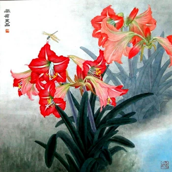 

Chinese Watercolor Painting Lily Flower Wall Art Picture HD Print on Canvas Home Decor Living room
