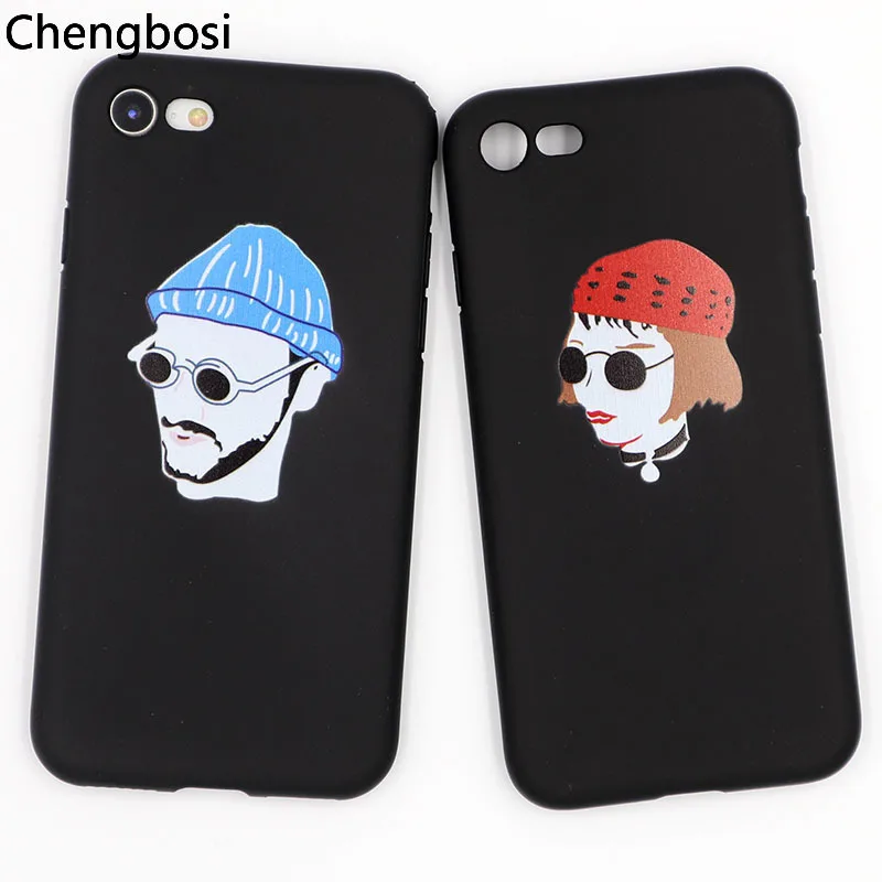

Men Women Embossed Couple Portrait Phone Case for IPhone 7 8plus 6 6s Soft Silica Gel Matte TPU IPhone X Cover Accessories