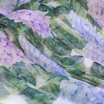 Tela de felpa de gasa de seda natural Hortensia verde para vestido tissu tecido tissus au metre tela de tul seda, telas baratas DIY