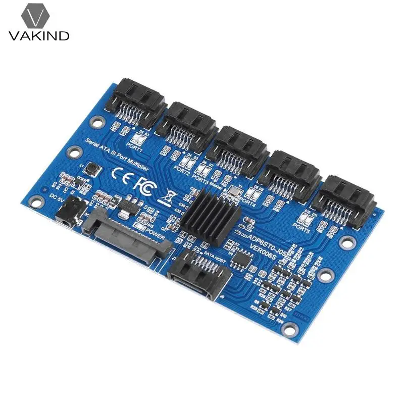 

1 to 5 Port SATA Expansion Card SATA3.0 Motherboard 6Gbps Riser Card HUB SATA Cable Computer Mining Accessories