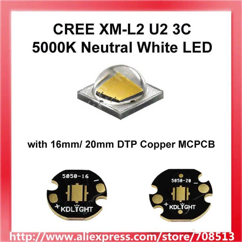 Cree Xm L2 U2 3c 5000k Neutral White Led Emitter Could With Bare Led Or 16mm mm Copper Board 1 Piece Led Emitter Neutral Whiteemitter Led Aliexpress