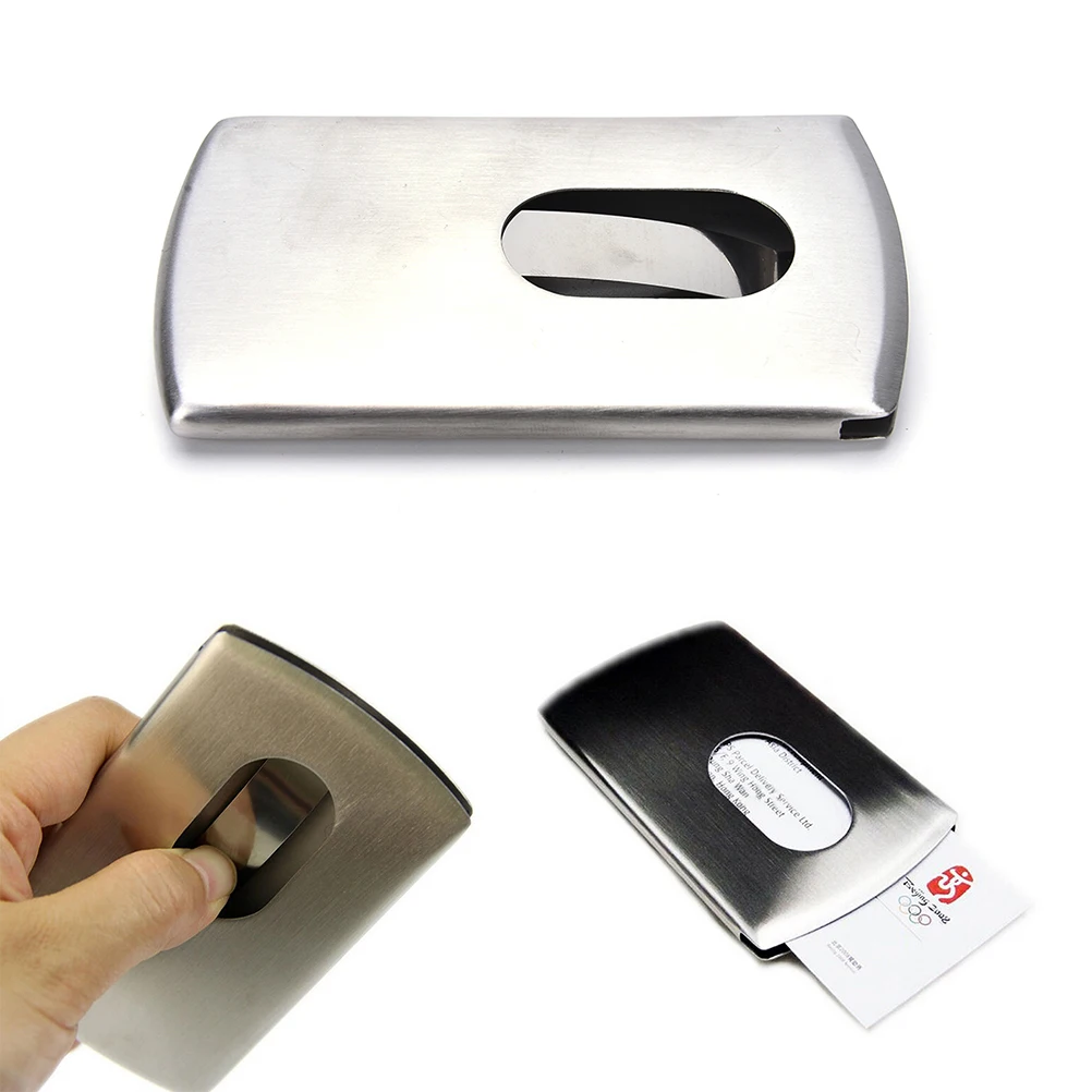 Online Get Out Box Case Aliexpress Alibaba Group 1pcs Stainless Steel Business Card Holder Storage Box Name Credit Id Holders Women Men Vogue Thumb Slide Out Pocket Case
