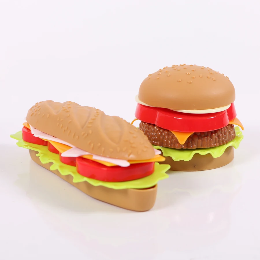 

Children Simulation Food Hamburger Kitchen Toy Pretend Play Assembled Hamburger Figure Model Fast Food Kids Educational Toys