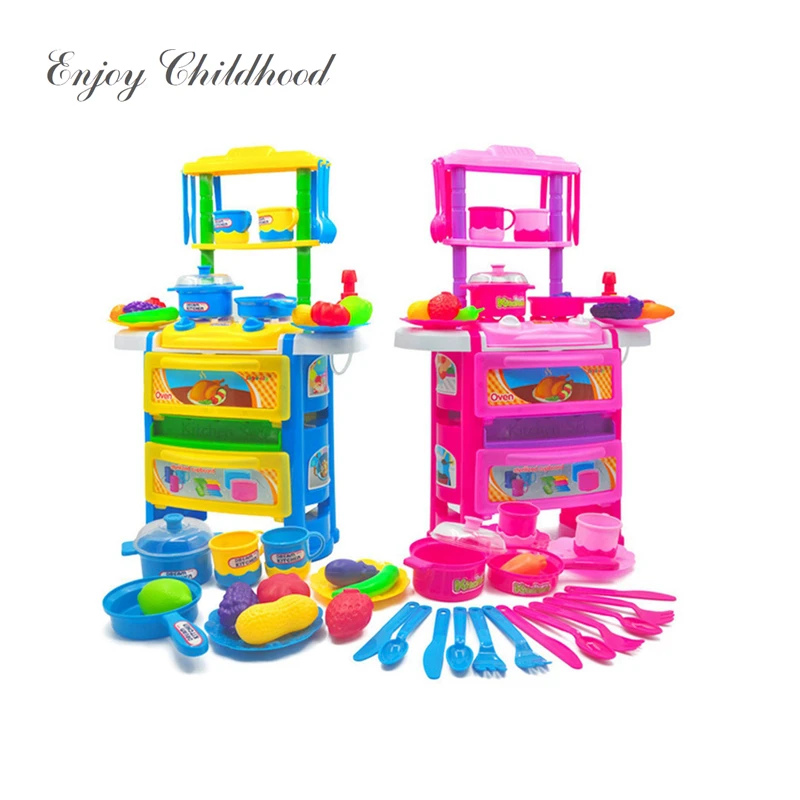 

Kids Assembly Toy Kitchen Simulation Fruit Cooking Food Prentend Play Set For Children Color Pink Blue Toys For Children