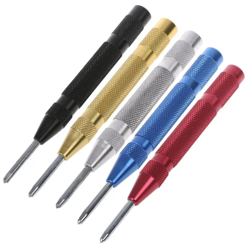 5 Inch Automatic Center Pin Punch Spring Loaded Marking Starting Holes Tool Wood Press Dent Marker Woodwork Tool Drill Bit
