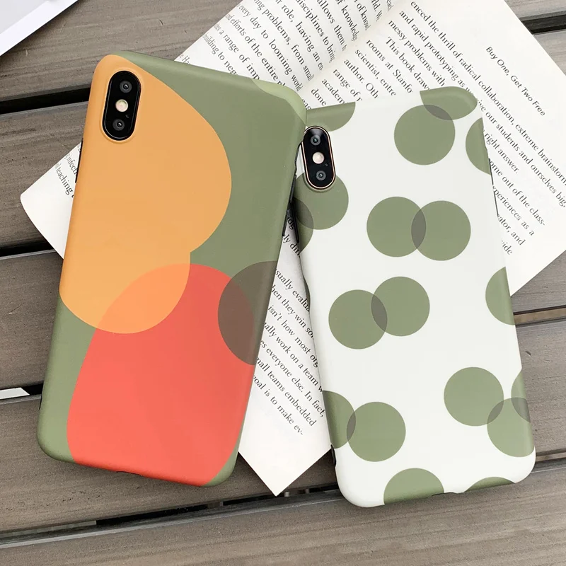 Матовый чехол в зеленый горошек для iPhone Xs Max 7 8 Plus SE 2020 матовый Силиконовый 11 Pro