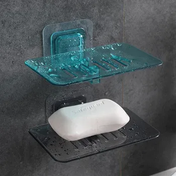 

1PC Single Layers Soap Box Kitchen Tools Bathroom Accessories Soap Plastic Soap Draining Holder Soap Dish Container Wall Dishes