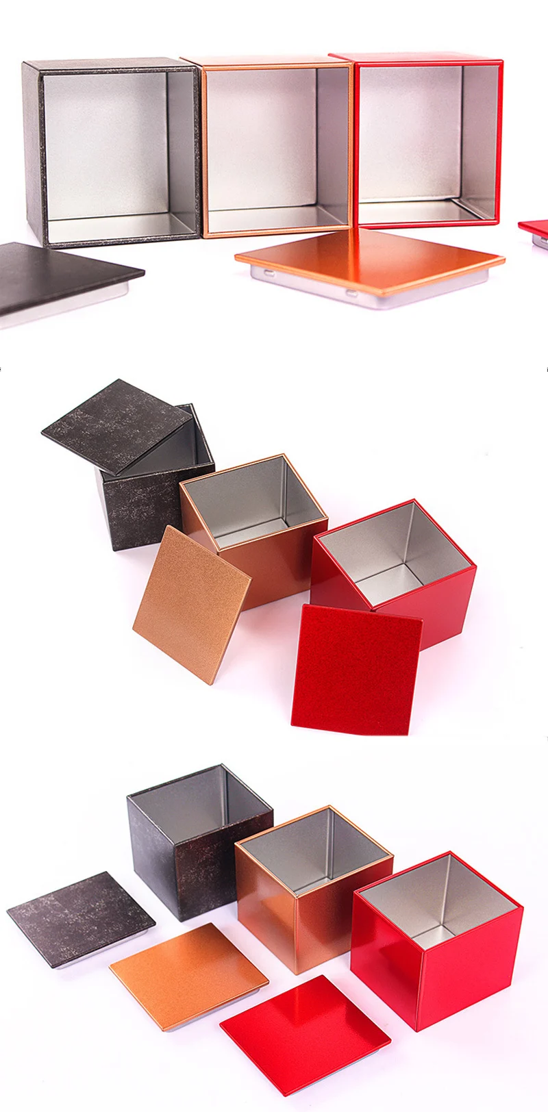 12pcs Metal Storage Box Tin Jar Square Scrub Tea Box Organizer Wedding Christmas Birthday Gift Boxes Small Things Container