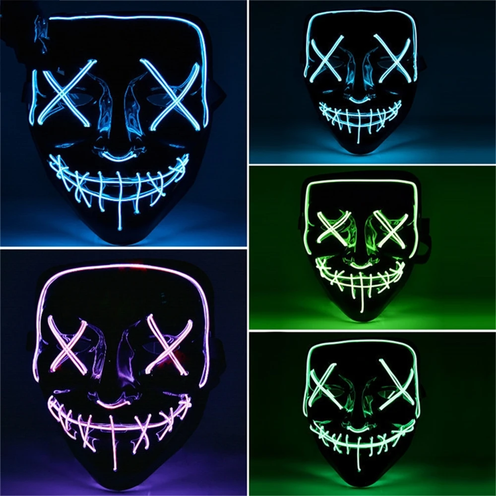 

Halloween LED Mask Rave Light Up Party Masks The Purge Election Year Funny Masks Festival Cosplay Costume Supplies Glow In Dark