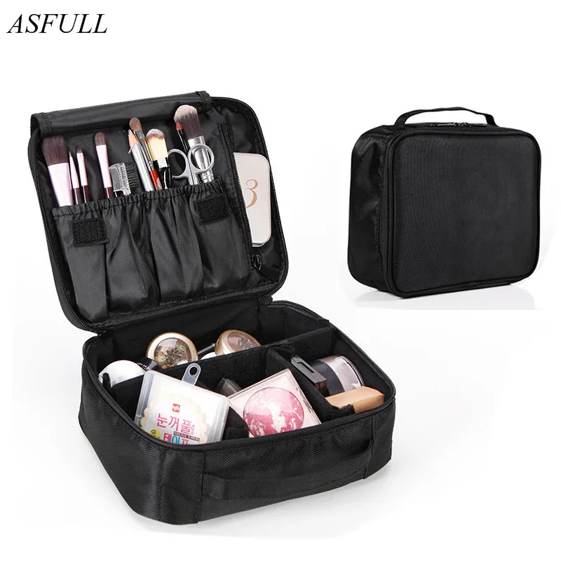

ASFULL Brand Travel Portable Waterproof Cosmetics Storage Bag Profession Beautician Make Up Double layer Foldable Storage Boxs