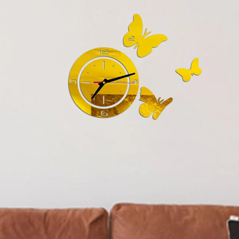 JADUOMA 3D настенные часы наклейки DIY акриловые круглые Настенные с бабочками