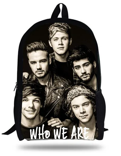 16-дюймовый Mochila школьный детский рюкзак 1D One Direction мешок школы для девочек для подростков, одежда для девочек и мальчиков, верхняя одежда с принтом «сумкой» Mochila Escolar Infantil