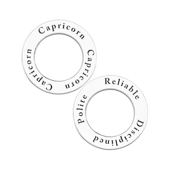 

2015 Hot Selling Antique Silver Finish Capricorn Message Ring Affirmation Charm Diy