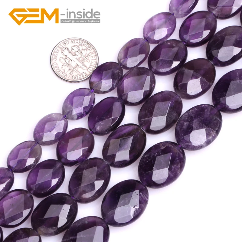 

Oval Faceted Natural Genuine Purple Amethysts Gem Stone Beads For Jewelry Making Beads 15" Strand Gem-inside DIY