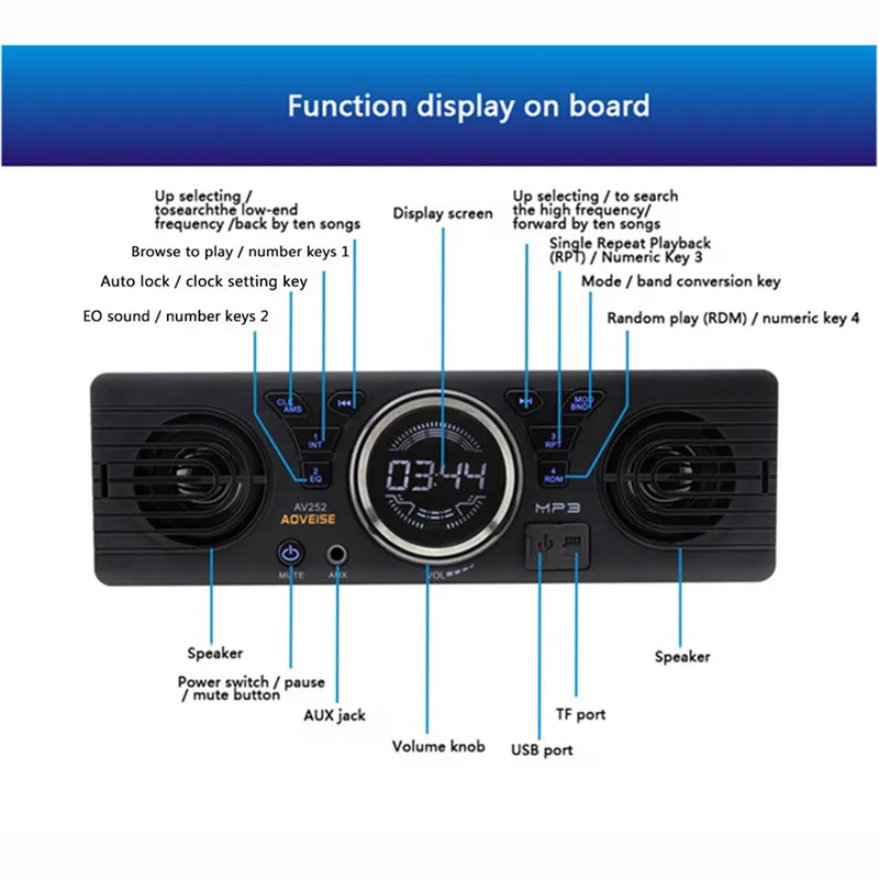 AV252B Hi-Fi Автомагнитола 12 в автомобильный радиоприемник стерео Bluetooth In-dash 1 Din fm-передатчик MP3 плеер SD AUX USB MP3 MMC WMA Авторадио