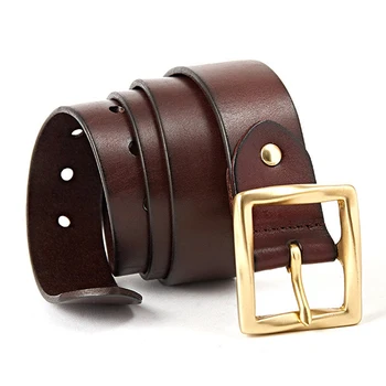 

men leather belt golden buckle genuine leather wide belts for men good quality cow skin leather pin buckle jean's strap black