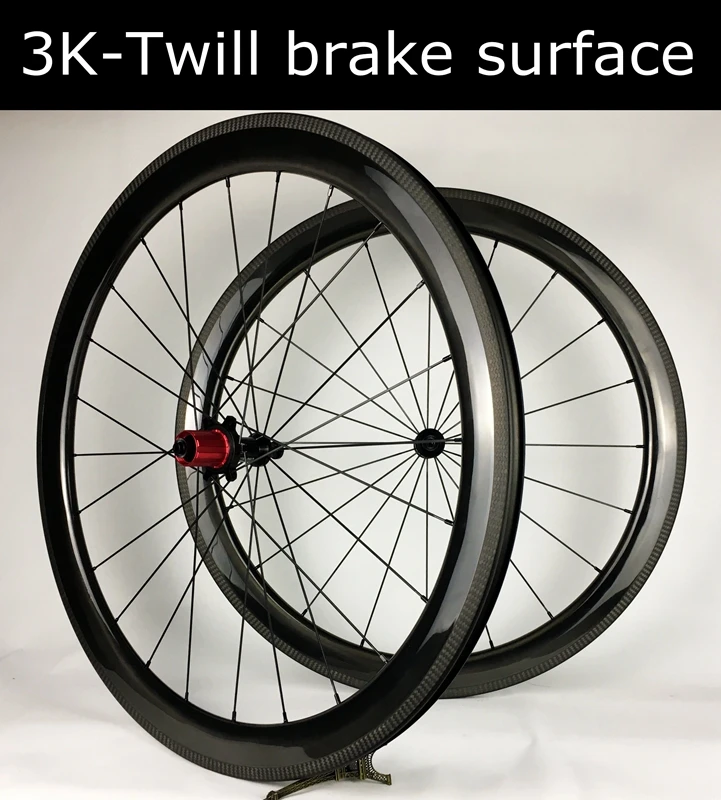 

50mm carbon wheels with 3K twill brake surface UD glossy matte finish 7187 hubs