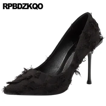 

2019 super high heels women pointed toe black size 4 34 luxury ultra female ladies formal shoes stiletto extreme scarpin pumps