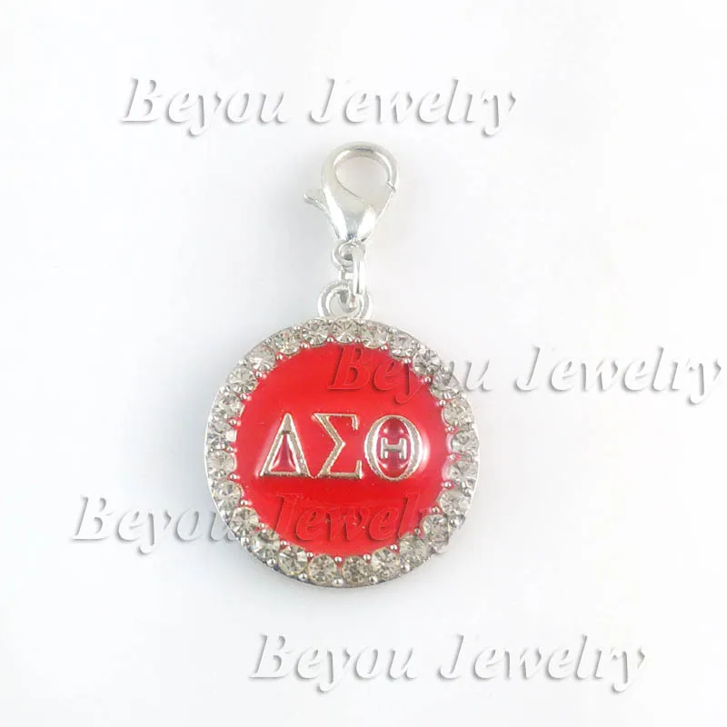 

GREEK Delta Sigma Theta Sorority red round dangle Charm