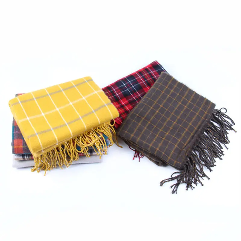  Women Ladies Plaid Scarf Tassel Wrap Shawls Headband Soft Shawl Long women's scarves handkerchief h