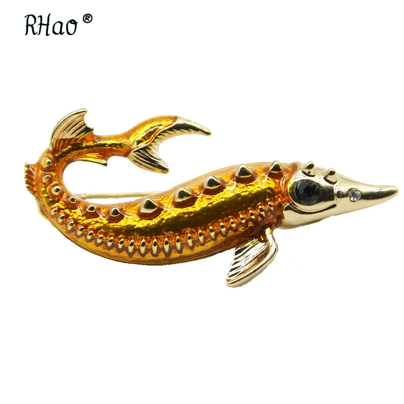 

RHao New Arrival Enamel Fish pins brooches for Women and Men Coat Collar pins Clothes jewelry accessories tuna Fish Brooch Gifts