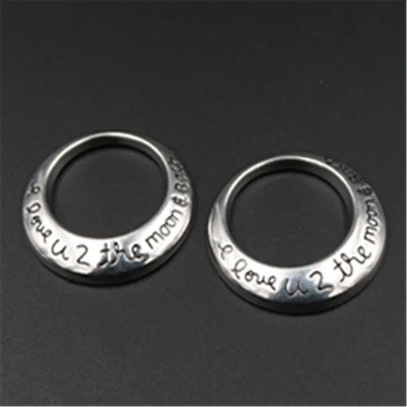 4 шт. посеребренные Подвески с надписью I love u2 the moon &amp back металлические круглые