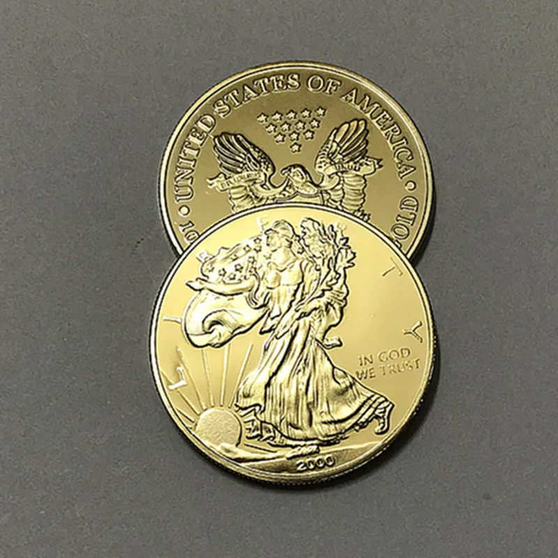 10 шт. The Freedom 2000 coin 1 OZ 24K настоящий позолоченный Значок США Орел 40 мм сувенирная монета