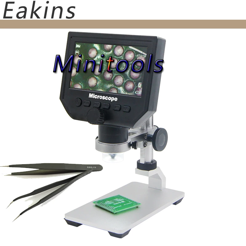 1 600x 3.6MP USB Digital Electronic Microscope Portable 8 LED 4.3" HD