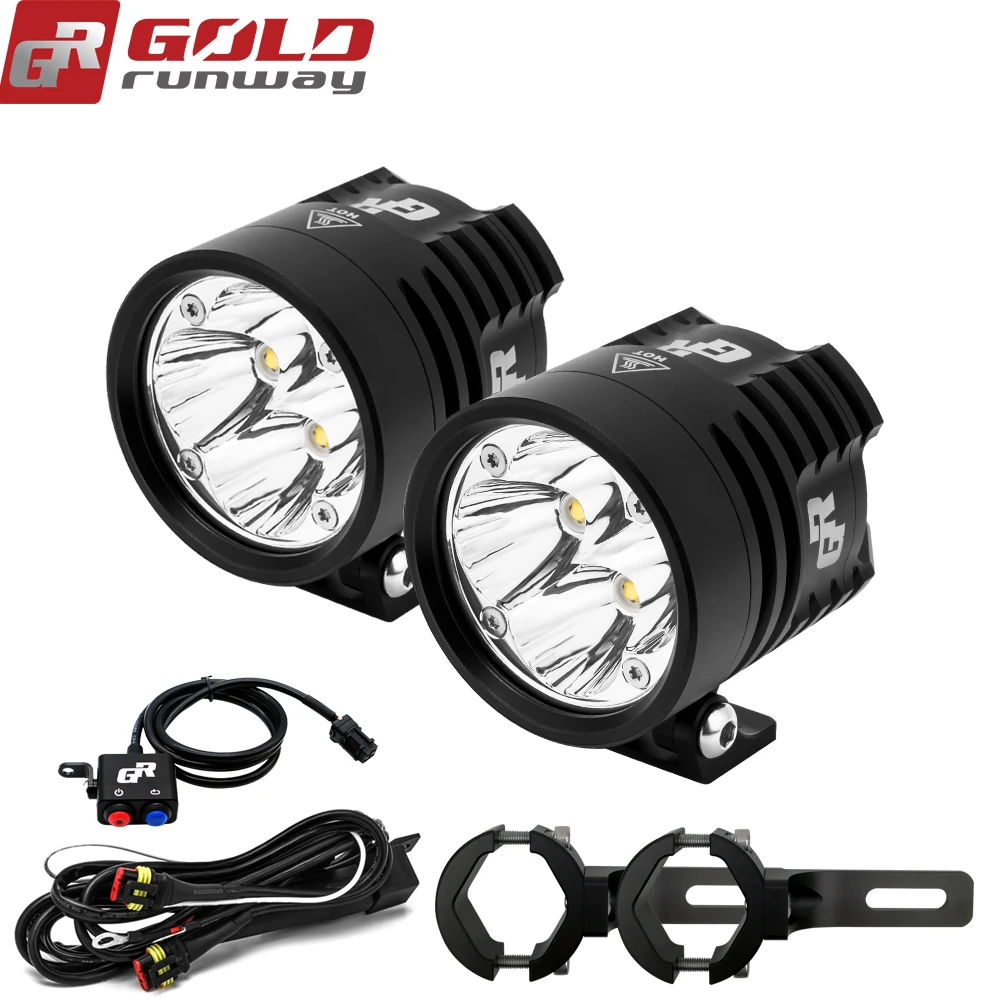 

2PCS GOLDRUNWAY GR EXP4 3000lm Headlight Driving Fog Spotlight with wiring harness switch Clamp