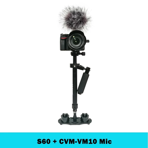 DIGITALFOTO S60S DSLR видео Ручной Стабилизатор камеры steadicam S60 4 веса steadycam с ручной защитной скобой микрофон - Цвет: S60AddMic